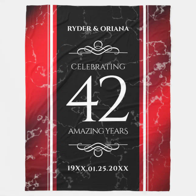 Elegant 42nd Jasper Wedding Anniversary Fleece Blanket