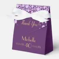 40th birthday party purple thank you monogram favor boxes