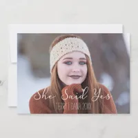 She Said Yes, Typography Wedding Annoucement Holiday Card