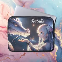 Anime Girl and Her Dragon Mystical Personalized Laptop Sleeve