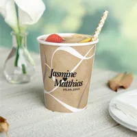 Rustic Elegant Vintage Monogram Burlap Wedding Paper Cups