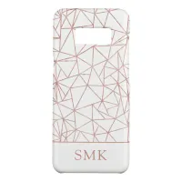 Geometric Copper Rose Gold Foil Polygon Monogram Case-Mate Samsung Galaxy S8 Case