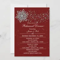 Red Silver Winter Rehearsal Dinner invite