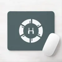 Futuristic SciFi Circle With Custom Monogram Grey Mouse Pad