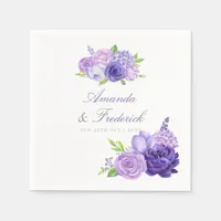 Ultra Violet Theme Watercolor Floral Wedding Napkins