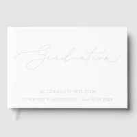 Custom White High School Grad Party Graduation  Foil Guest Book