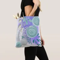 Abstract Floral Art Grocery Shopping Tote Bag