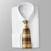 Dads Plaid Shirt - Nostalgic Brown Plaid Neck Tie
