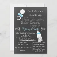 Chalkboard blue Baby shower Invitation