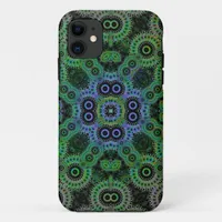 Green Geometric Cogs Pattern CaseMate iPhone 5 iPhone 11 Case