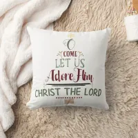 Rustic Christian Christmas Carol Typography Throw Pillow