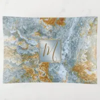 Stone Monogram Onyx Blue ID333 Trinket Tray