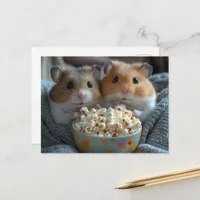 Adorable Hamsters With Popcorn Postcard