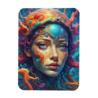 Fantasy girls portrait mosaic oils magnet