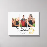 3 Photo Grid Kids Happy Family Sunny Yellow Quote Canvas Print