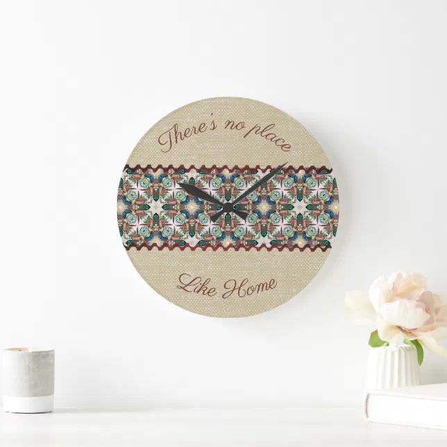 Rustic burlap and flowers large clock