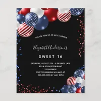 Patriotic Sweet 16 black budget party invitation Flyer