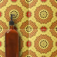 Yellow Black Red Ethnic Talavera Pattern Ceramic Tile