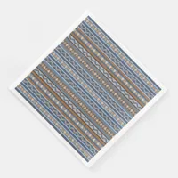 Southwest Style Blue and Brown Geometric Pattern Paper Dinner Napkins