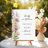 Guest book Baby in bloom pink purple Baby Shower