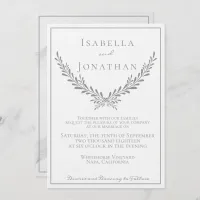 Elegant Marble and Wreath Wedding Invitation