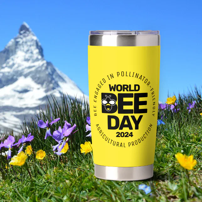 World Bee Day Yellow Black Pollinator Insulated Tumbler