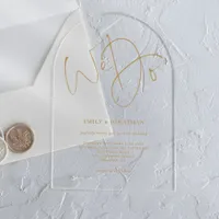 Minimalist Gold Script We Do Wedding Acrylic Invitations