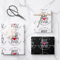 Best Mom Mum Ever Custom Black White Wrapping Paper Sheets