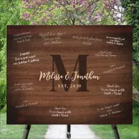 Rustic Wedding GuestBook Custom Monogram Wooden  Wood Wall Art