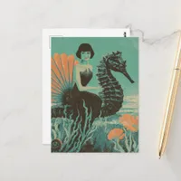 Lady on Her Seahorse Postcard