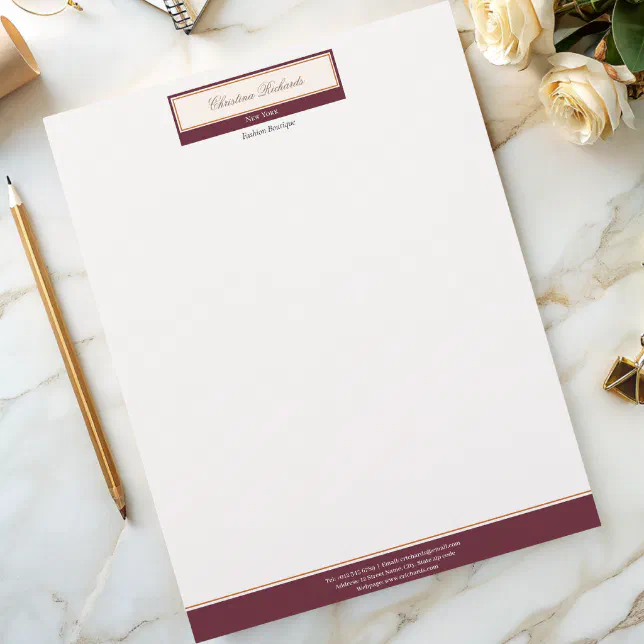 Classy Burgundy Ivory Business Letterhead