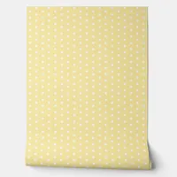 Pretty Polka Dot Pattern Yellow White Cute Elegant Wallpaper