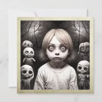 Freaky Child with Big Eyes Halloween Invitation