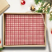 Red Gingham Plaid Traditional Minimal Christmas Tissue Paper