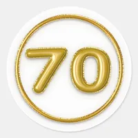 Gold Balloon Number 70 Round Sticker