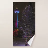 Niagara Falls Skylon Tower with Christmas Lights Bath Towel