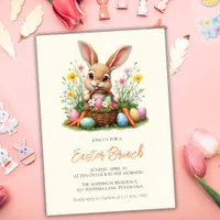 Modern Cute Bunny Rabbit Easter Brunch Invitation