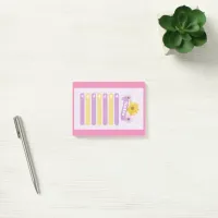 Yellow Purple Girly Floral Flower Blossom Hearts Post-it Notes