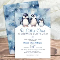 Penguin Family Winter Baby Shower Invite