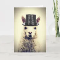 Adorable Alpaca in a Tophat, Birthday Card