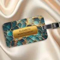 Teal and Luxurious Gold with Elegant Nameplate Luggage Tag