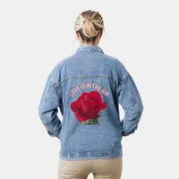  Red rose - Love is in the air message Denim Jacket