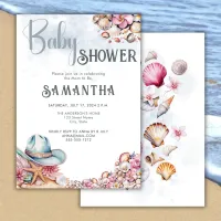 Coastal Cowgirl Baby Shower Party Flowers Shells Invitation