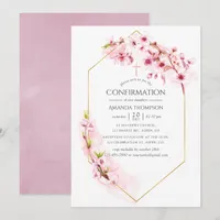 Geometric Pink Spring Cherry Blossom Confirmation Invitation