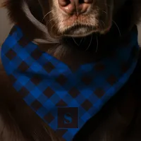 Black And Blue Buffalo Plaid Monogram Dog Bandana