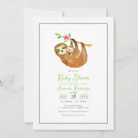 Cute Sloth Themed Baby Shower Invitation