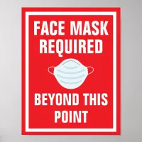 8.5" X 11" Bold Red Face Mask Beyond This Point Poster