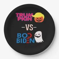 Funny Trumpkin Vs Boo Biden Halloween Design Class Paper Plates