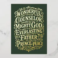 Elegant Christian Isaiah 9 Bible Verse Foil Holiday Card