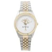 Black Monogram Artistic Golden Palm Tree Tropical Watch